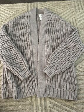 H&M Chunky Open-Front Cardigan in Taupe